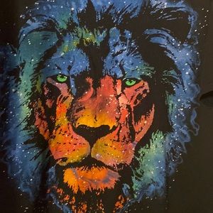 Galaxy Lion - Black - Liquid Blue T-Shirt